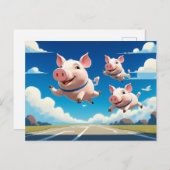 When Pigs Fly Funny Winged Pigs Briefkaart (Voorkant / Achterkant)