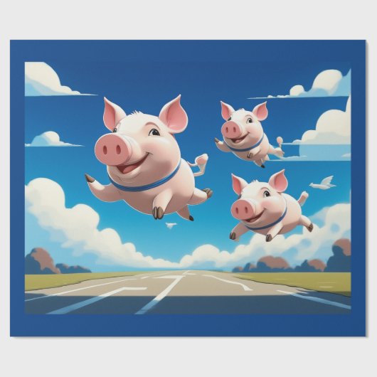 When Pigs Fly Funny Winged Pigs Cadeaupapier (Vlak)