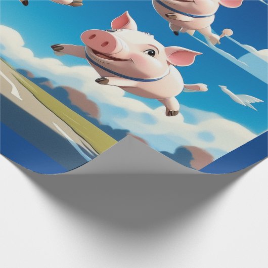 When Pigs Fly Funny Winged Pigs Cadeaupapier (Hoek)