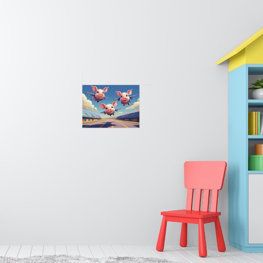 When Pigs Fly Funny Winged Pigs Poster (Kinderkamer 1)