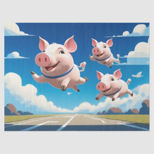 When Pigs Fly Funny Winged Pigs Tissuepapier (Voorkant)