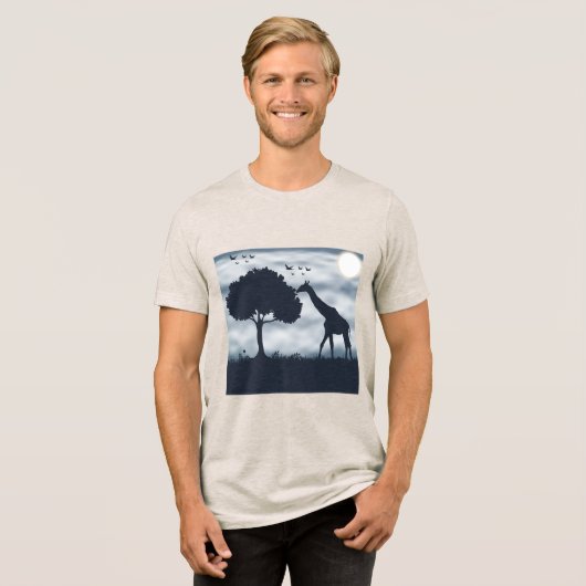 When the Moon Whispers to the Giraffe Tri-Blend Shirt (Voorkant volledig)