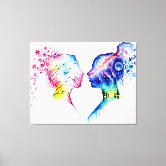 When the spring day meets the winter night canvas afdruk