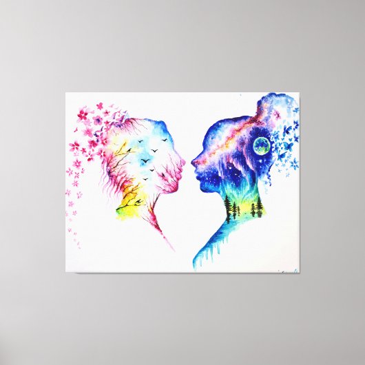 When the spring day meets the winter night canvas afdruk (Voorkant)