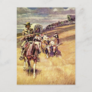 “When Wagon Trains Where Dim” door Charles M Russe Briefkaart
