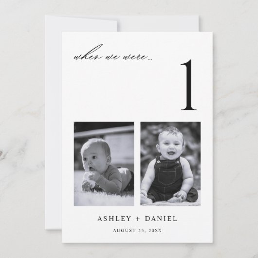 When We Were Age Photo Table Number Kaart (Achterkant)