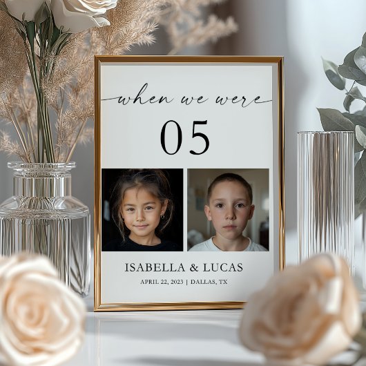 When We Were Age Photo Wedding Table Number Kaart