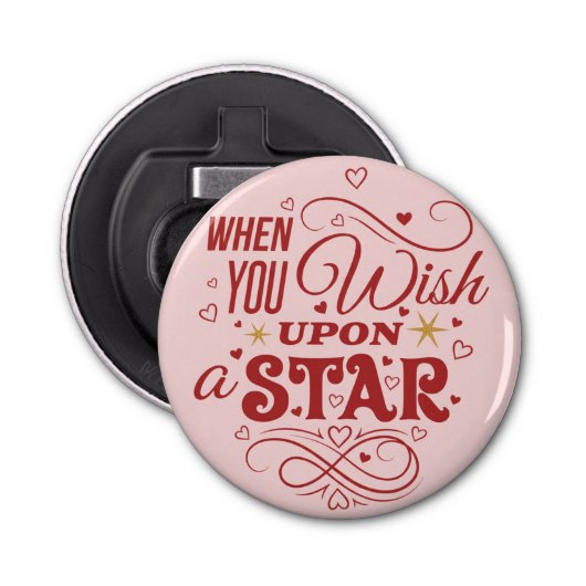 When you wish upon star — Romantic Pin Button Button Flesopener (Voorkant)