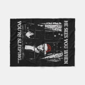 When You're Sleeng Christmas Santa He Sees You  Fleece Deken (Voorkant (Horizontaal))