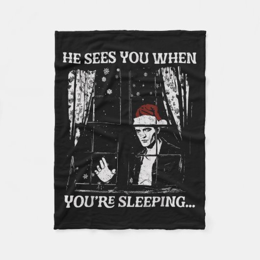 When You're Sleeng Christmas Santa He Sees You  Fleece Deken (Voorkant)