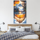 Where Autumn Meets Winter: A Leaf’s Last Glow Canvas Afdruk (Insitu (Slaapkamer))