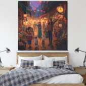 Where Cats Wander and Lanterns Glow Canvas Afdruk (Insitu (Slaapkamer))