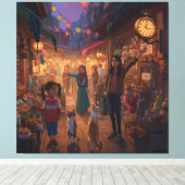 Where Cats Wander and Lanterns Glow Canvas Afdruk (Insitu (Houten vloer))