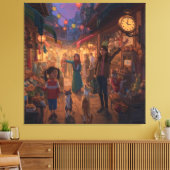 Where Cats Wander and Lanterns Glow Canvas Afdruk (Insitu (Woonkamer))