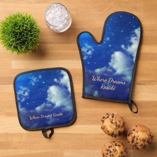 Where Dreams Reside Kitchen Set | Starry Oven Mitt (Top down)