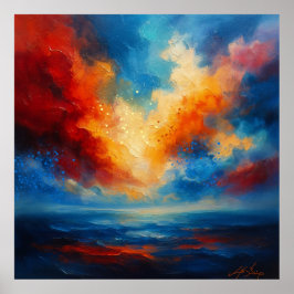 Where Fire Meets Silence Abstract Poster