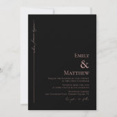 Where Forever Begins Black Wedding Invitation Kaart (Voorkant)