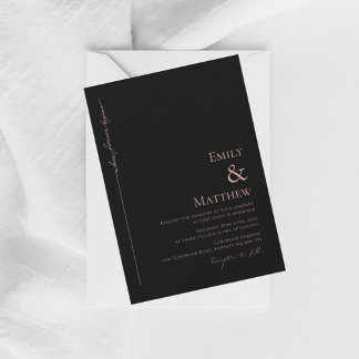 Where Forever Begins Black Wedding Invitation Kaart
