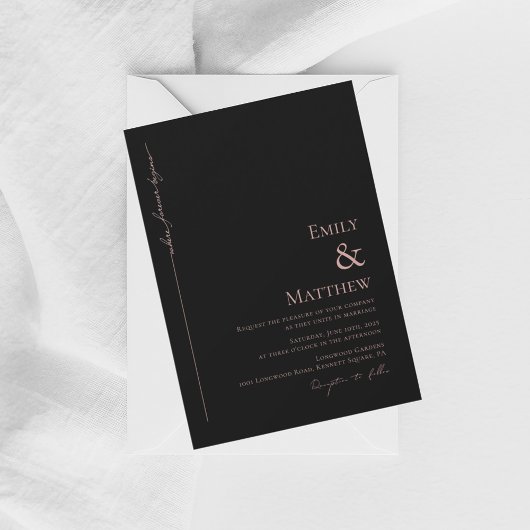 Where Forever Begins Black Wedding Invitation Kaart