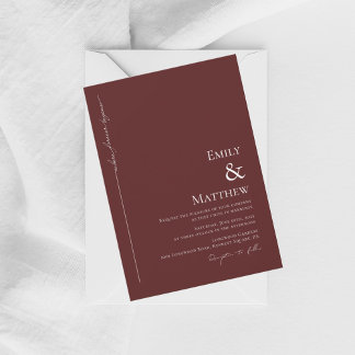 Where Forever Begins Burgundy Wedding Invitation Kaart