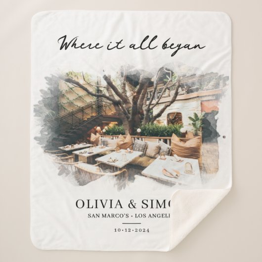 Where It All Began Romantic Couple's Gift Sherpa Deken (Voorkant)