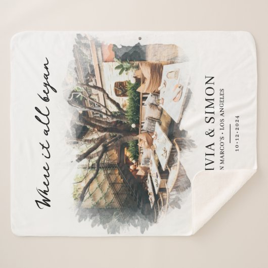 Where It All Began Romantic Couple's Gift Sherpa Deken (Voorkant (horizontaal))