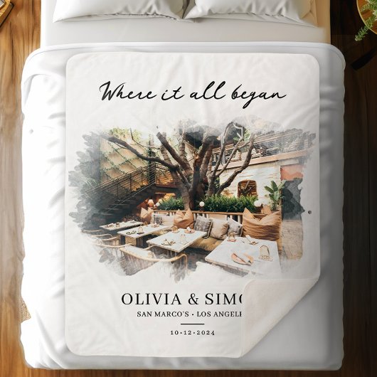 Where It All Began Romantic Couple's Gift Sherpa Deken