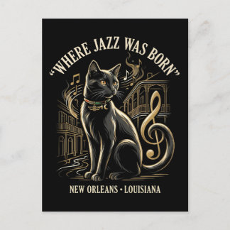 Where Jazz Was Born New Orleans Black Cat Heritage Briefkaart