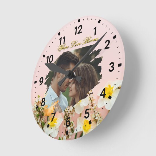 Where Love Blooms | Personalized Spring Romance  Ronde Klok (Hoek)