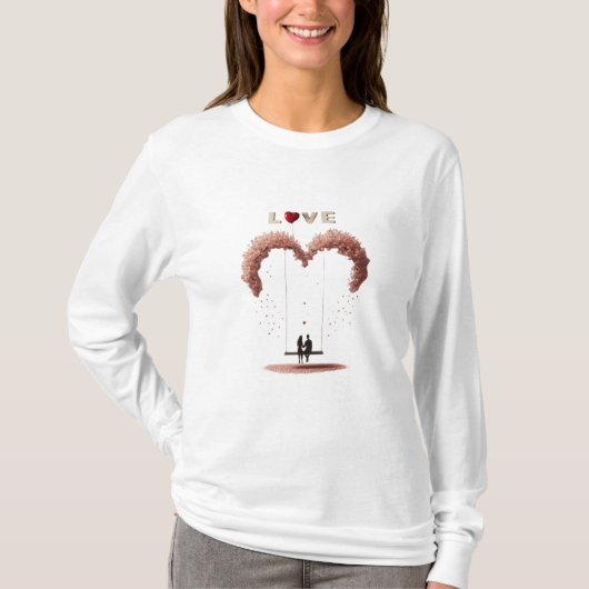 Where Love Gently Falls Petals Between Two Hearts  T-shirt (Voorkant)