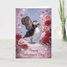 Where Love Takes Wing – Puffin Valentine’s Day Feestdagen Kaart