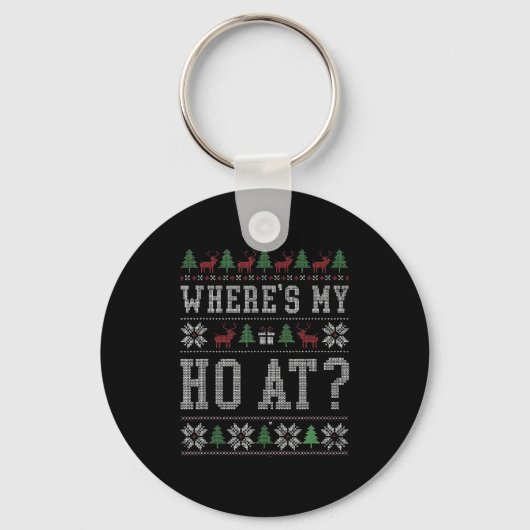 Where My Ho's At Ho Matching Couple Christmas Ugly Sleutelhanger (Voorkant)