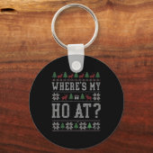 Where My Ho's At Ho Matching Couple Christmas Ugly Sleutelhanger (Voorkant)
