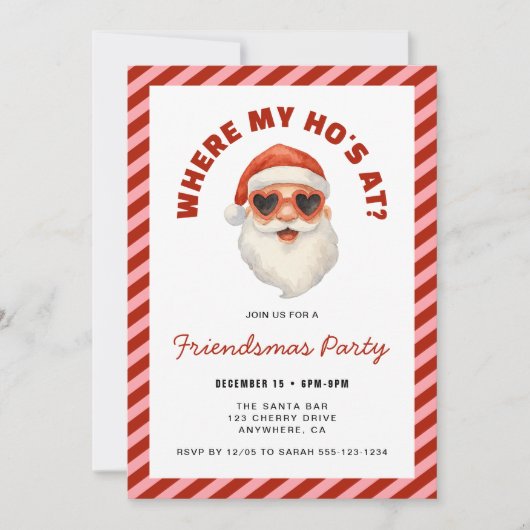 Where My Hos At Santa Friendsmas Party Kaart (Voorkant)