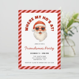 Where My Hos At Santa Friendsmas Party Kaart