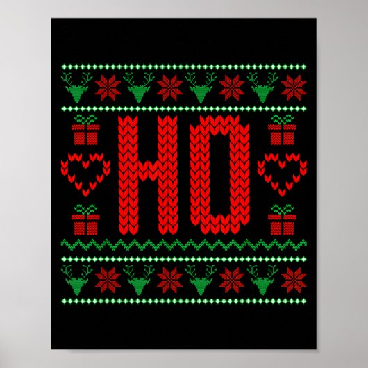 Where My Ho's At Ugly Christmas Sweater Couples Ma Poster (Voorkant)