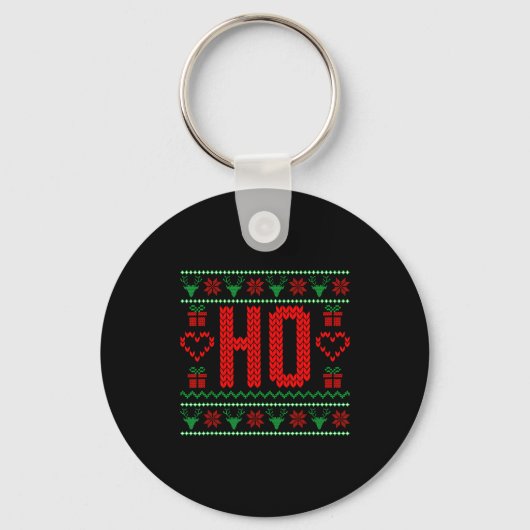 Where My Ho's At Ugly Christmas Sweater Couples Ma Sleutelhanger (Voorkant)