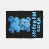 Where My Hug At Cute Teddy Bear Holdin Heart Funny Fleece Deken (Voorkant (Horizontaal))