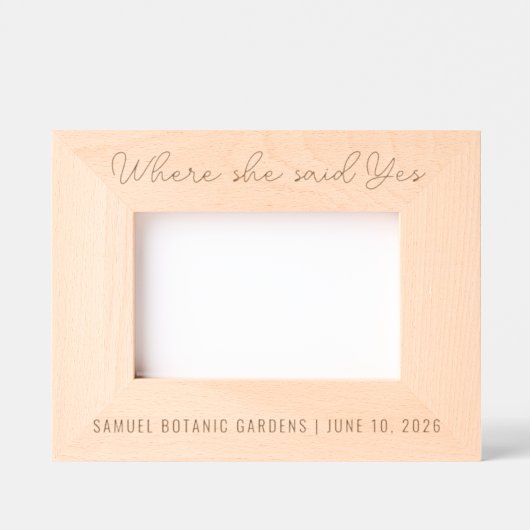 Where She Said Yes Custom Proposal Date & Location Gegraveerde Lijstjes (Voorkant)