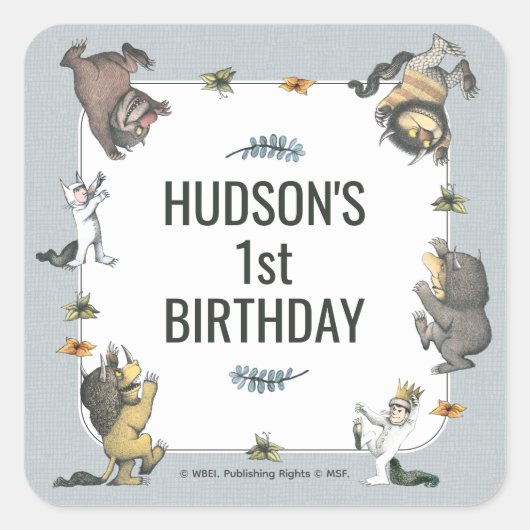 Where the Wild Things Are Character Birthday Vierkante Sticker (Voorkant)
