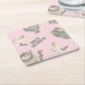 Where the Wild Things Are Pink Star Pattern Kartonnen Onderzetters (Schuin)