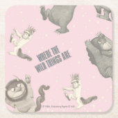 Where the Wild Things Are Pink Star Pattern Kartonnen Onderzetters (Voorkant)
