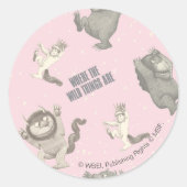 Where the Wild Things Are Pink Star Pattern Ronde Sticker (Voorkant)
