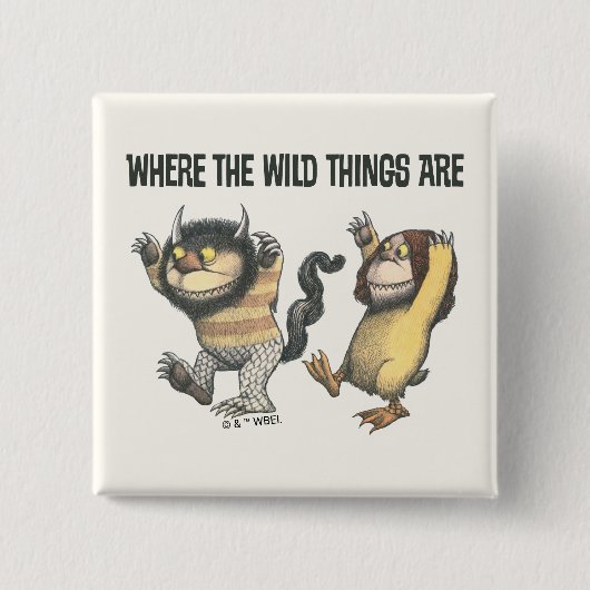 Where the Wild Things Are | Twee wilde dingen Vierkante Button 5,1 Cm (Voorkant)