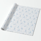 Where the Wild Things Blue Floral Birthday Pattern Cadeaupapier (Uitgerold)