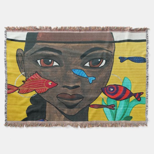 Where Thoughts Swim | Zwarte Vrouw Kunst Afrocentr Deken (Voorkant)