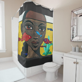 Where Thoughts Swim | Zwarte Vrouw Kunst Afrocentr Douchegordijn