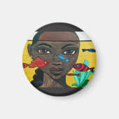 Where Thoughts Swim | Zwarte Vrouw Kunst Afrocentr Magneet (Voorkant)