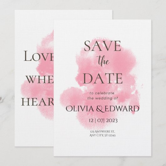 Where Two Hearts Meet Wedding Invitation Kaart (Voorkant / Achterkant)