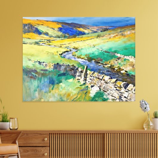 "Where Water Sings" – A Yorkshire Landscape     Canvas Afdruk (Insitu (Woonkamer))